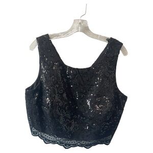 Jodi Kristopher Black Sequin Lace Tank